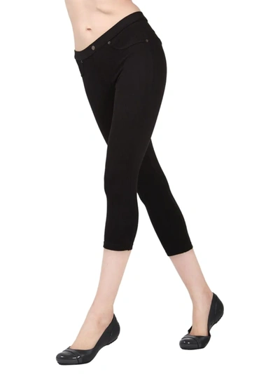 Shop Memoi Women's Cotton-blend Chino Capri Leggings In Black