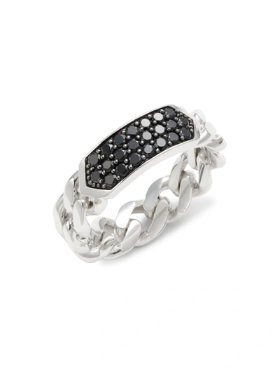 Shop Effy Men's Sterling Silver & Black Spinel Link Chain Ring
