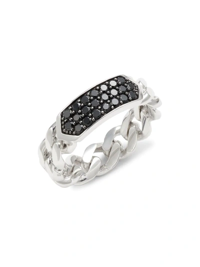 Effy Men's Sterling Silver & Black Spinel Link Chain Ring In Black