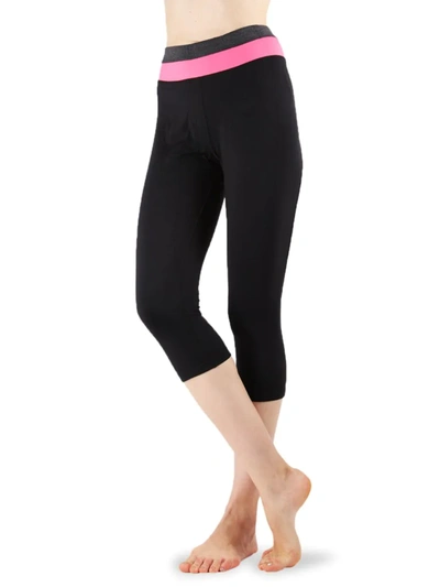 Shop Memoi Women's Heather Mixed Capri Leggings In Neon Pink