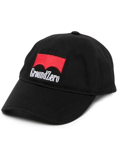 Shop Ground Zero Logo-embroidered Cotton Cap In Schwarz