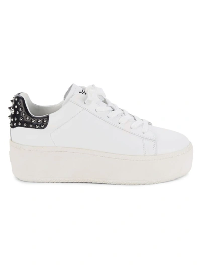 Shop Ash Women's Cult Studded Leather Platform Sneakers In White Black