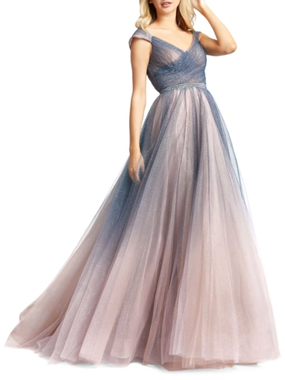 Shop Mac Duggal Women's Ombré Tulle Gown In Charcoal Ombre