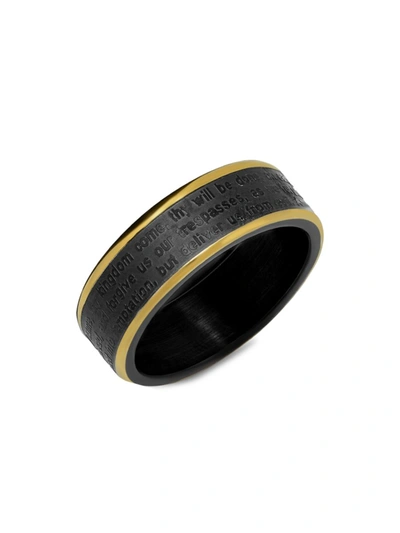 Shop Anthony Jacobs Men's 18k Goldplated Stainless Steel Lord's Prayer Ring In Black
