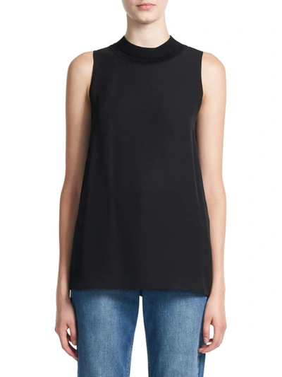 Shop Theory Women's Ribbed Mockneck Silk Shell In Black
