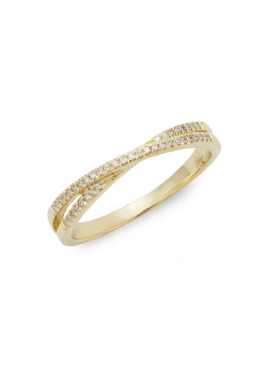 Shop Saks Fifth Avenue Women's 14k Gold Diamond Crisscross Ring/size 7