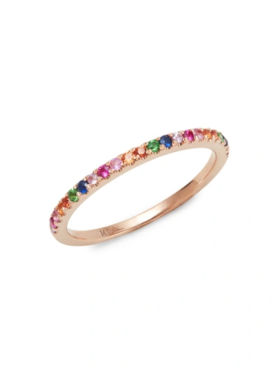Shop Saks Fifth Avenue Women's 14k Rose Gold, Green Garnet & Multicolor Sapphire Ring/size 7