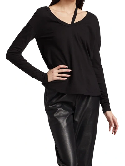 Shop N:philanthropy Women's Cutout Cotton Long-sleeve Top In Black