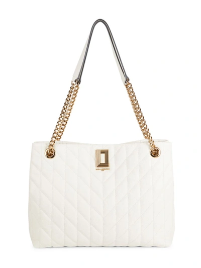 Shop Karl Lagerfeld Women's Lafayette Quilted Leather Tote In Winter White