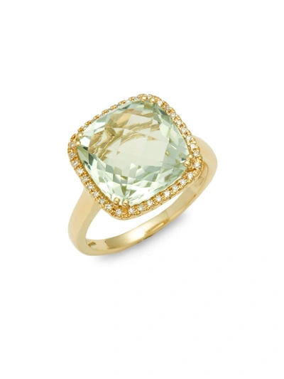 Shop Effy Women's 14k Yellow Gold, Green Amethyst & Diamond Ring