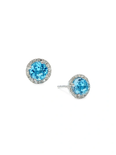 Effy Women's 14k White Gold, Diamond & Blue Topaz Earrings In Blue