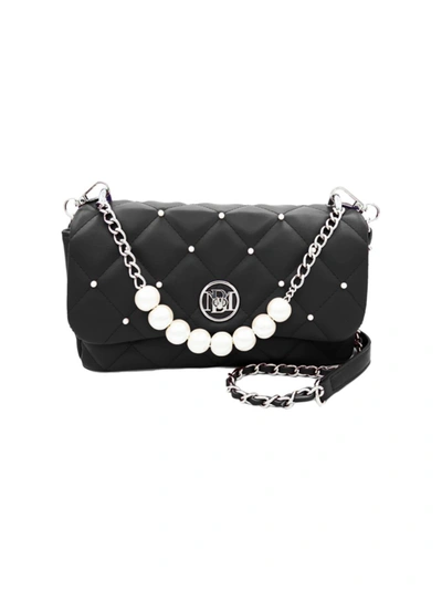 Shop Badgley Mischka Women's Quilted Faux Leather & Faux Pearl Shoulder Bag In Black