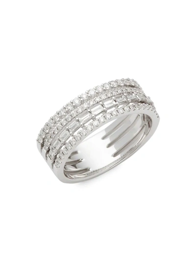 Shop Saks Fifth Avenue Women's 14k White Gold & Diamond Multi-band Ring/size 7