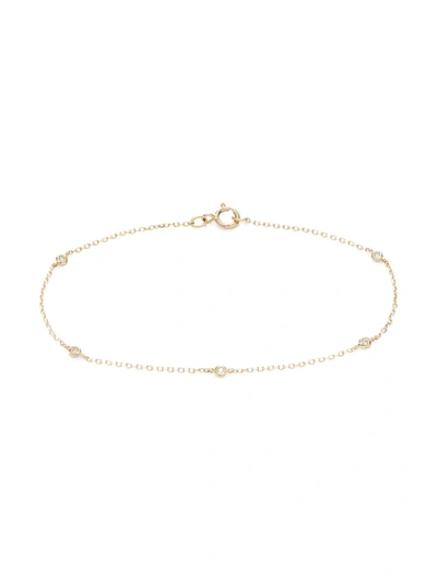 Shop Saks Fifth Avenue Women's 14k Yellow Gold & Diamond Chain Station Bracelet