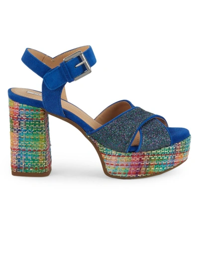 Geox Women's Galene Glitter Platform Sandals In Blue | ModeSens