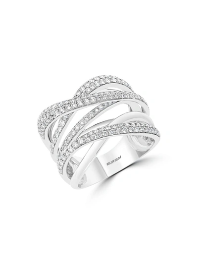 Shop Effy Women's 14k White Gold & Diamond Multi Strand Criss Cross Ring