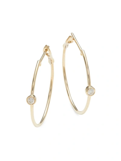 Shop Saks Fifth Avenue Women's 14k Yellow Gold & Diamond Hoop Earrings