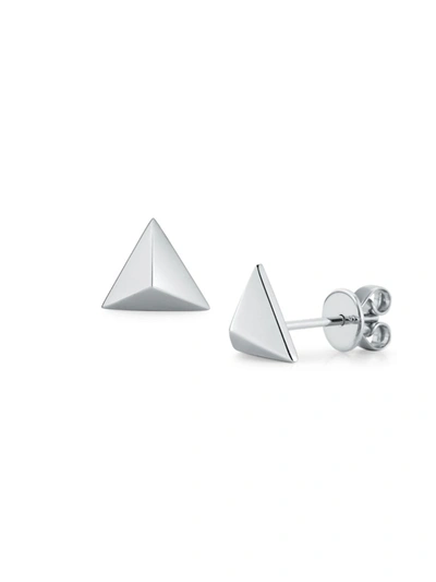 Shop Nephora Women's White Gold Pyramid Stud Earrings