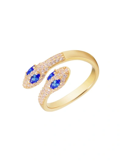 Gabi Rielle Women's 14k Gold Vermeil & Cubic Zirconia Pavé Adjustable Snake Ring/size 7 In Gold