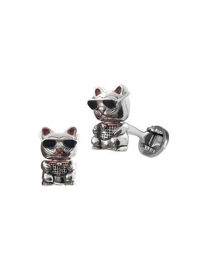 Shop Saks Fifth Avenue Men's Sterling Silver & Bobble-head Lucky Cat Cufflinks