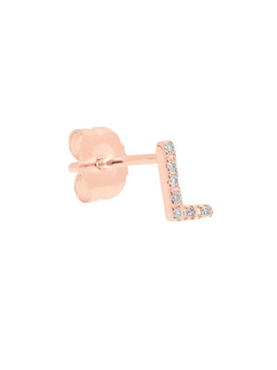 Shop Nephora Women's 14k Rose Gold & 0.02 Tcw Diamond Initial L Single Stud Earring