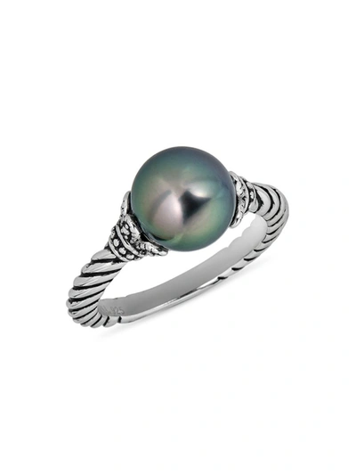 Shop Belpearl Women's Oceana 925 Sterling Silver & 9mm Tahitian Pearl Ring/size 7
