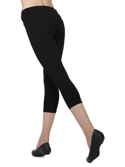 Shop Memoi Women's Light Ponte Cotton-blend Capri Leggings In Black