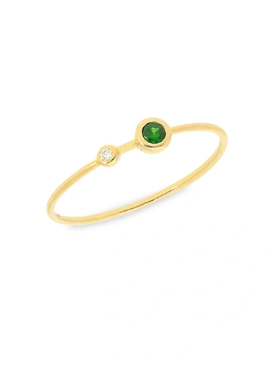 Shop Nephora Women's 14k Yellow Gold, Tsavorite & Diamond Bezel Ring/size 7