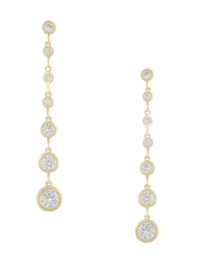 Shop Jan-kou Women's 14k Goldplated & Cubic Zirconia Dangle Earrings In Brass