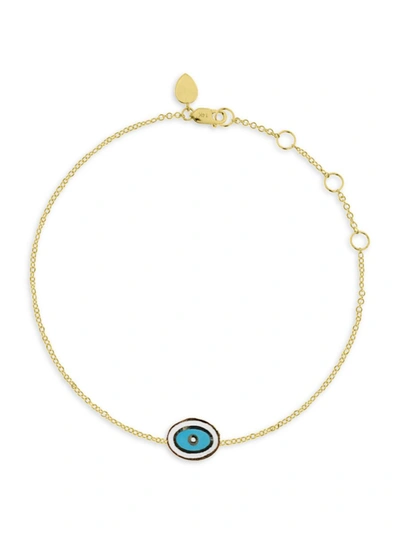 Shop Meira T Women's 14k Yellow Gold & Enamel Evil Eye Bracelet