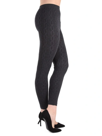 Shop Memoi Women's 3d Cable Cotton-blend Leggings In Dark Grey