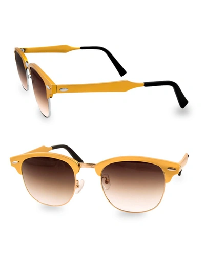 Shop Aqs Women's Milo 49mm Clubmaster Sunglasses In Gold Beige