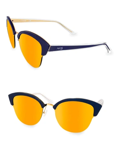 Shop Aqs Women's Serena 70mm Cat Eye Sunglasses In Navy Blue