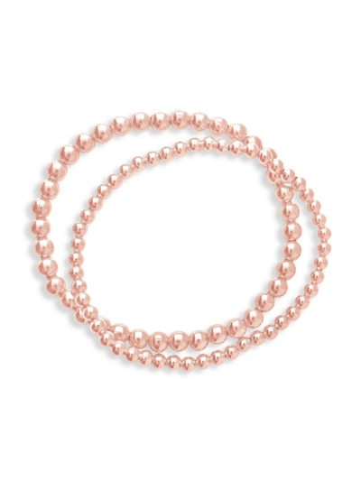 Shop Sterling Forever Women's 3-piece Rose Goldtone Beaded Bracelets
