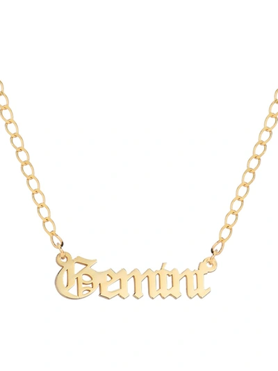 Shop Gabi Rielle Women's Happy Me 14k Goldplated Sterling Silver Zodiac Gothic Script Necklace In Gemini