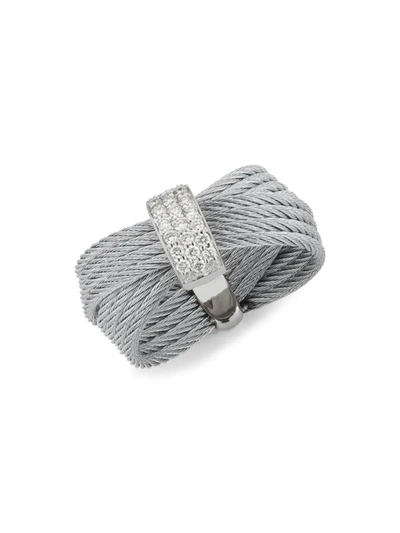 Shop Alor Women's Classique Stainless Steel, 18k White Gold & Diamond Ring/size 7