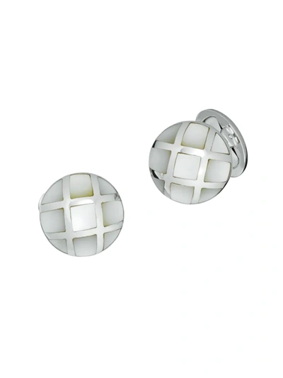 Shop Saks Fifth Avenue Men's Sterling Silver & Mother-of-pearl Caged Dome Cufflinks