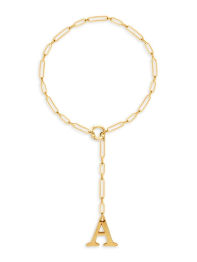 Gabi Rielle Women's Get Personal 14k Gold Vermeil Initial Adjustable Lariat Necklace In Letter A