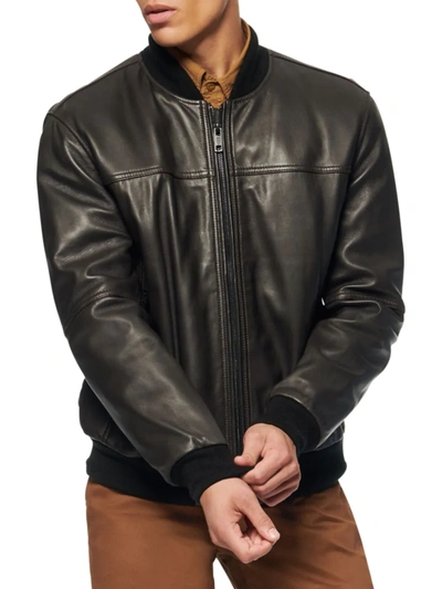 Shop Marc New York Men's Summit Leather Bomber Jacket In Black