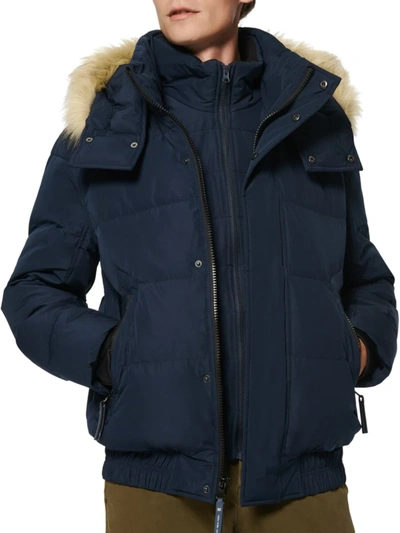 Marc New York Men's Umbra Faux Fur-trim Down Parka In Ink