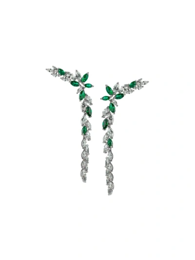 Shop Cz By Kenneth Jay Lane Women's Emerald & Cubic Zirconia Linear Crawler Earrings