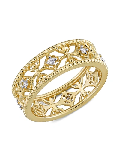 Shop Saks Fifth Avenue Women's 14k Yellow Gold & Diamond Band Ring/size 8