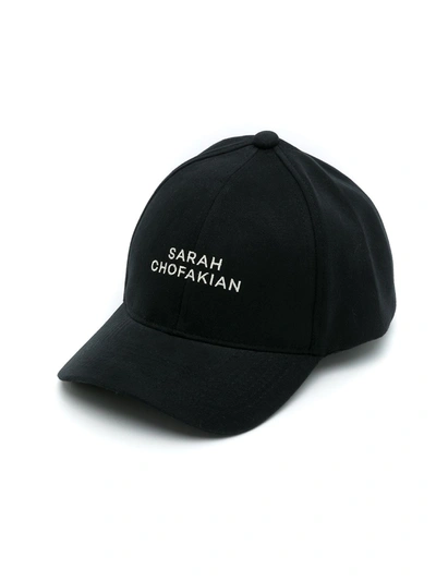 Shop Sarah Chofakian Logo Print Cap In Schwarz