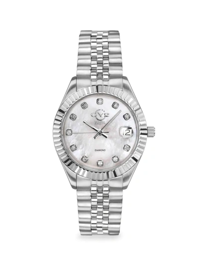 Shop Gv2 Women's Stainless Steel, Mother-of-pearl & Diamond Bracelet Watch In Neutral