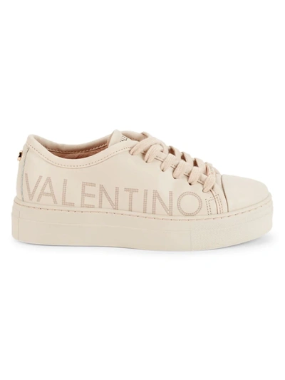 Shop Valentino By Mario Valentino Women's Dalia Logo Leather Platform Sneakers In Cream