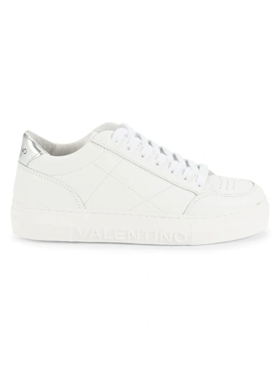 Shop Valentino By Mario Valentino Women's Benedetta Perforated Leather Sneakers In White