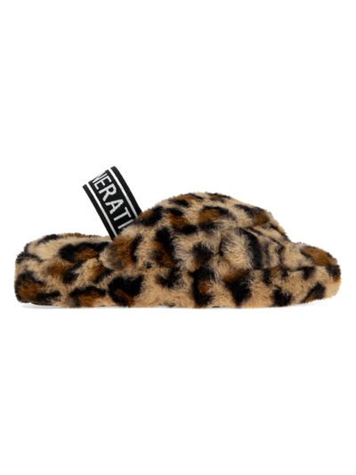 Shop Bcbgeneration Women's Soffi Faux-fur Logo Slingback Slippers In Leopard