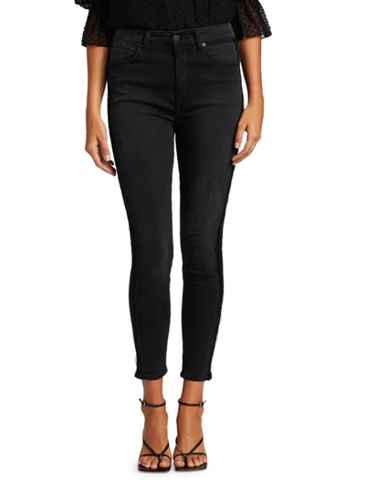 Shop 7 For All Mankind Women's Sequin Side-stripe High-rise Ankle Skinny Jeans In Essex
