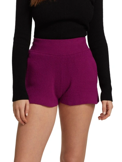 Shop Helmut Lang Women's Rib-knit Shorts In Plum