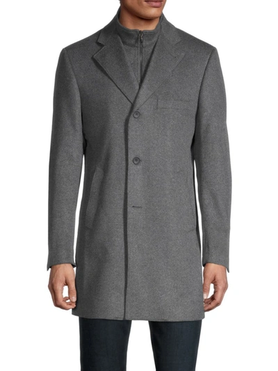 Shop Saks Fifth Avenue Made In Italy Men's Wool & Cashmere Car Coat In Charcoal